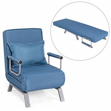 Convertible Sofa Bed Folding Armchair Sleeper 5 Position Recliner Padded Lounger