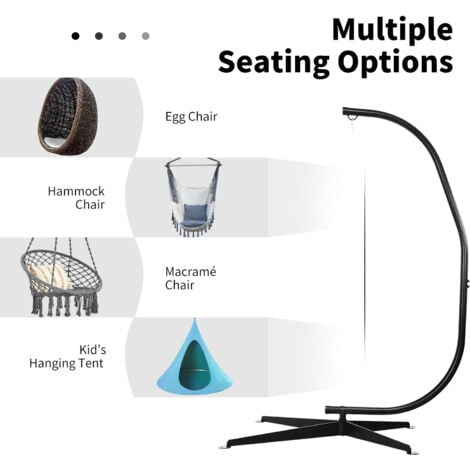 Large Heavy Duty C-stand Hanging Swing Egg Chair Hammock Frame W/ X Base 150KG