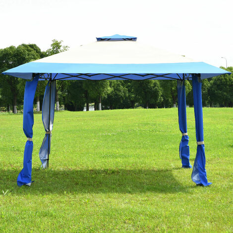 Large 3 x 3m Garden Gazebo Canopy Party Tent Patio Shelter W/ Adjustable Height