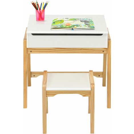 Kids Table and Chair Set Children Study Table and Chair Set W/ Liftable Tabletop