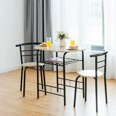 3PCS Dining Set 2 Chairs and Table Breakfast Bar Kitchen Room Modern Furniture