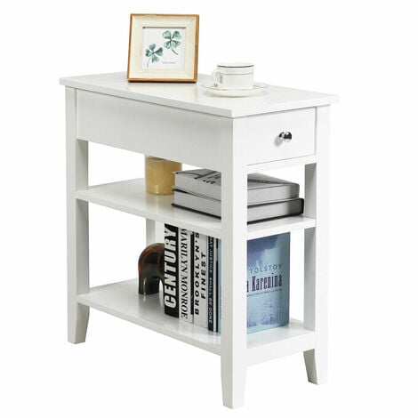 3-Tier End Table Sofa Bedside Table Nightstand Home Office Bookcase W/ Drawer