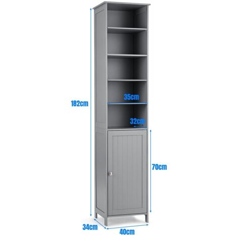 Bathroom Tall Cabinet Slim Freestanding Storage Organizer W/ Adjustable Shelves
