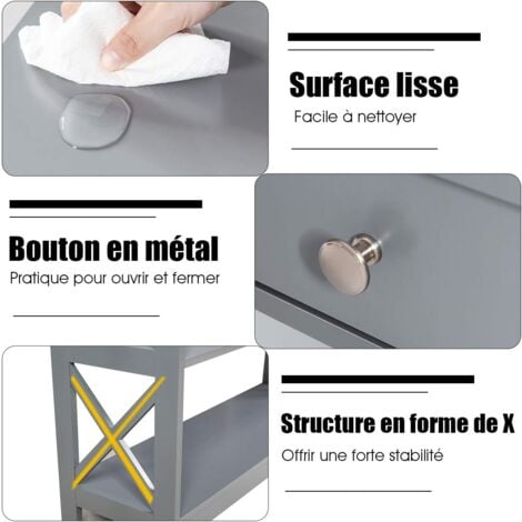 COSTWAY Table de Console, Table d’entrée avec 1 tiroir et 2 étagères de rangement pour couloir, salon,100x30X80CM