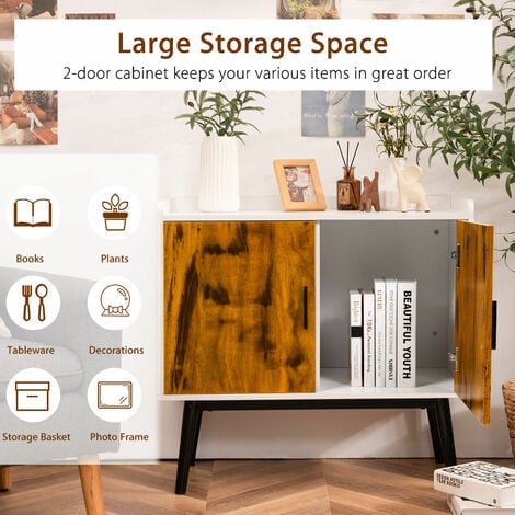 Wooden Storage Cabinet Freestanding Cupboard Sideboard Display Organiser Unit
