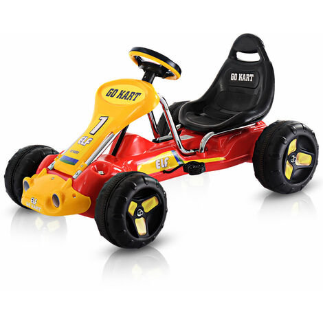 Kids Pedal Go Cart Children Ride On Racer Outdoor Toy Car W/ Adjustable Seat