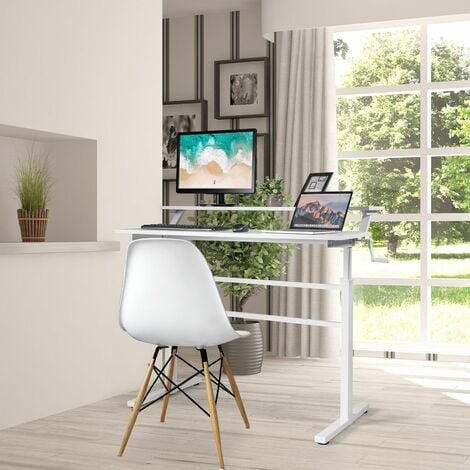 2-Tier Standing Desk Sit to Stand Workstation Ergonomic Computer Table White