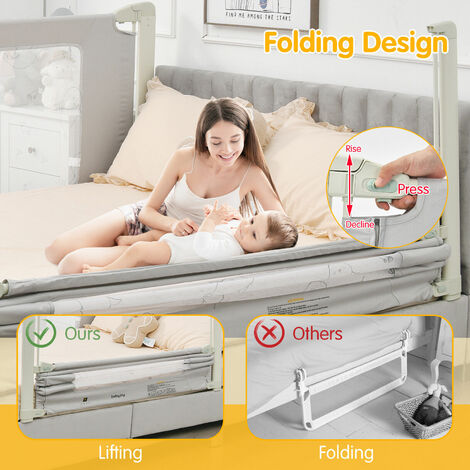 180*64 CM Bed Safety Guards Folding Child Toddler Bed Rail Safety Protection UK 