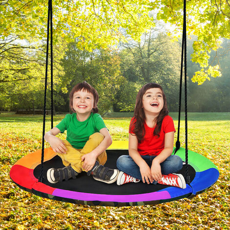 100cm/40 Disc Giant Nest Web Rope Hanging Tree Swing Seat Set Heavy Duty Easy to Set Up for Kids Children Adult Outdoor Backyard Garden Large Size 