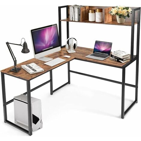 Costway L Shaped Computer Desk, 2 Person Corner Desk For Home Office