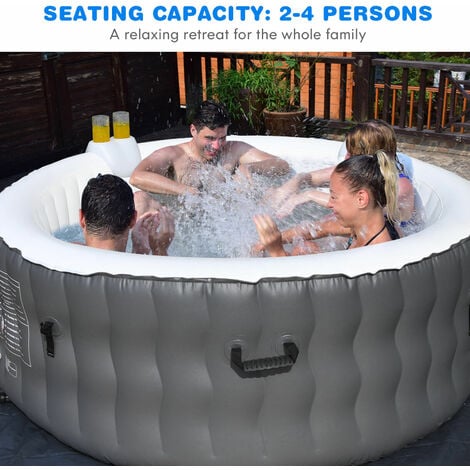 Inflatable Hot Tub Spa Portable Heated Round Tub Spa W/ 108 Massage Bubble Jets