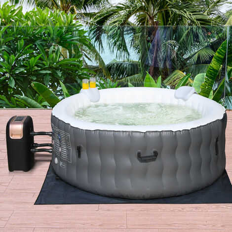 4 Person Inflatable Hot Tub Spa with 108 Massage Bubble Jets - Costway