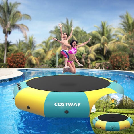 10FT Inflatable Water Bouncer Recreational Trampoline w/ 500W Electric Inflator