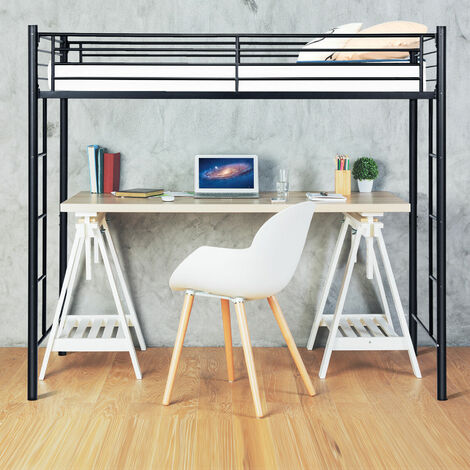 3 5ft Twin Metal Loft Bed Frame High, Triple Bunk Bed With Desk Metal Legs