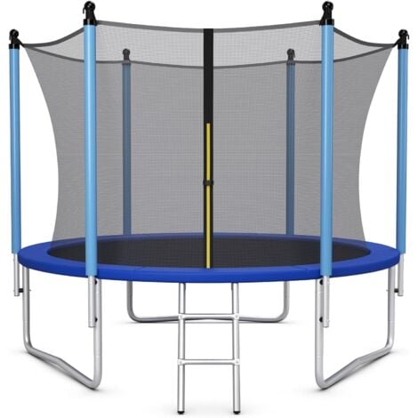 COSTWAY Trampoline Extérieur ø244cm Echelle,Filet de Sécurité,Tapis de Saut,Tuyau Galvanisé Antirouille pour Enfants Charge 80 kg