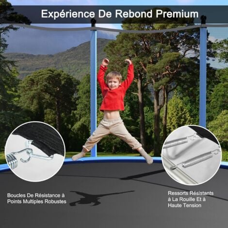 COSTWAY Trampoline Extérieur ø244cm Echelle,Filet de Sécurité,Tapis de Saut,Tuyau Galvanisé Antirouille pour Enfants Charge 80 kg