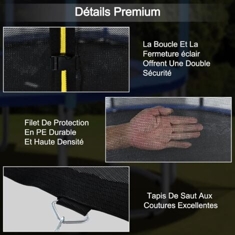 COSTWAY Trampoline Extérieur ø244cm Echelle,Filet de Sécurité,Tapis de Saut,Tuyau Galvanisé Antirouille pour Enfants Charge 80 kg