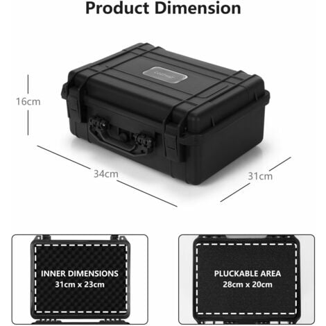 Portable Waterproof Hard Case Hard-Shell Dry Box W/ Customizable Foam Insert