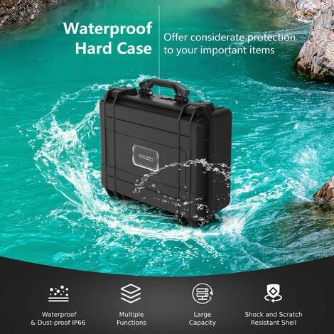 Portable Waterproof Hard Case Hard-Shell Dry Box W/ Customizable Foam Insert