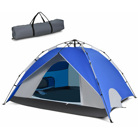 2-in-1 Instant Pop-up Tent Double-Layer Camping Tent W/ Detachable Sun Shelter