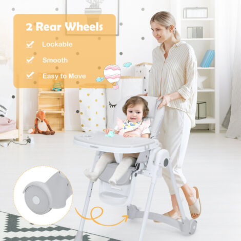 Baby Highchair Adjustable Folding Infant High Chair Toddler Dining Feeding Chair