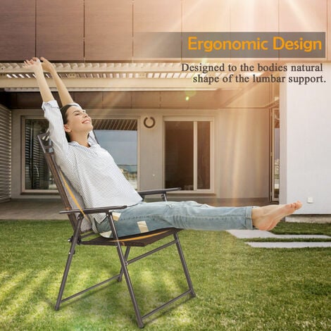 Set of 4 Folding Chairs Portable Metal Chairs for Outdoor Camping Lightweight