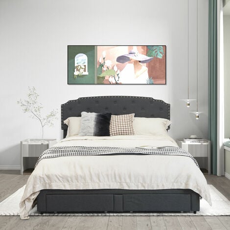 Tufted platform clearance storage bed