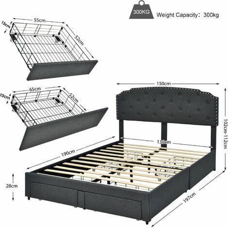 Platform tufted queen deals bed