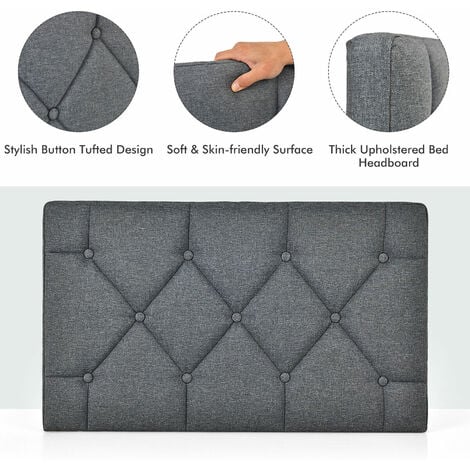 Wall-mounted Upholstered Headboard Button Tufted Headboard Linen Fabric ...