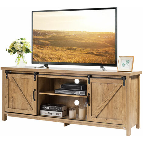 Modern TV Cabinet for 60-Inch TV Wooden Media Storage Shelves Organizer Stand (1/5)