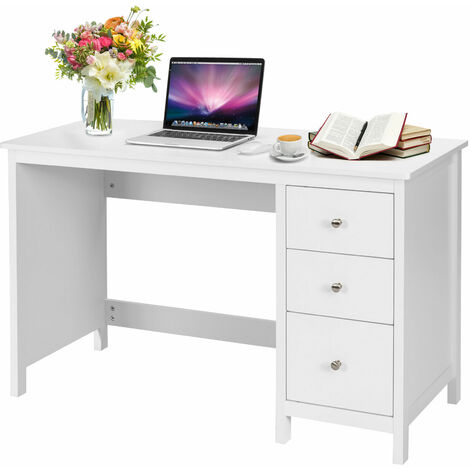 3 Drawers Computer Desk Modern Writing Desk Compact Laptop PC Table ...