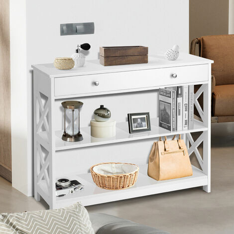 3-Tier Console Table Sofa Table X-Design Entryway Table for Hallway Living Room