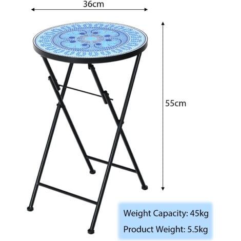 COSTWAY Garden Side Table, Osaic Round Bistro Coffee Table With