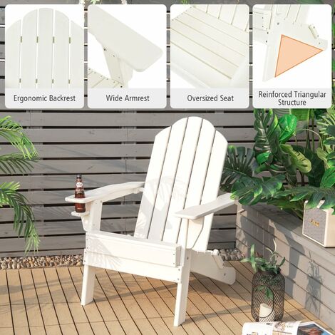 White plastic store stackable adirondack chairs