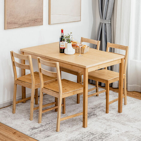 5-Piece Dining Set Bamboo Dining Table ...