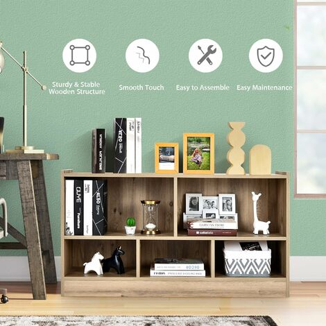 Kids Storage Shelf Unit 5-Cubby Wooden Children Bookcase Toy Storage Organizer
