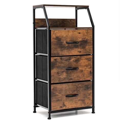 Industrial 3-Drawer Storage Cabinet Dresser Organizer Removable Fabric Drawers (1/5)