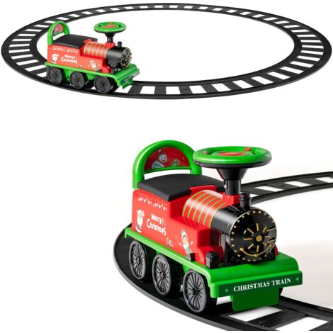 Kids Ride On Train Electric Ride On Toy with 16 Pieces Tracks-Green
