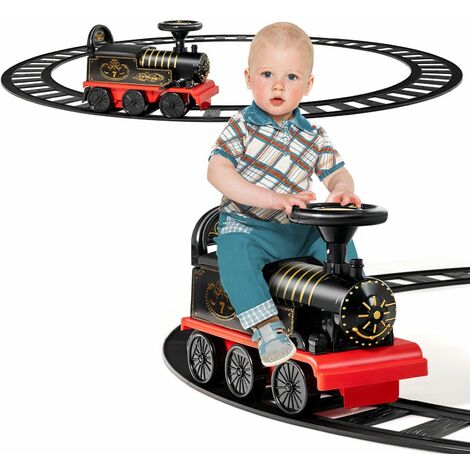 Kids Ride On Train 6V Electric Ride On Toy With 16 Pieces Tracks Lights & Sounds