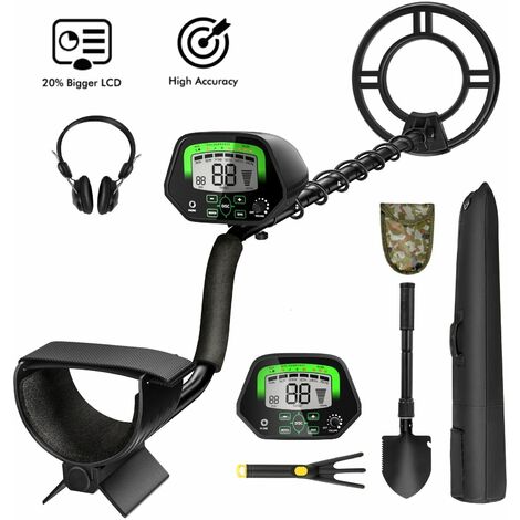 COSTWAY Metal Detector Kit for Adults and Kids, 25 x 25 x 134 cm,Adjustable High Sensitivity Detectors w/Waterproof Search Coil, Discrimination Mode, LCD Display, Headphones, Digger Tool, Plastic Rake