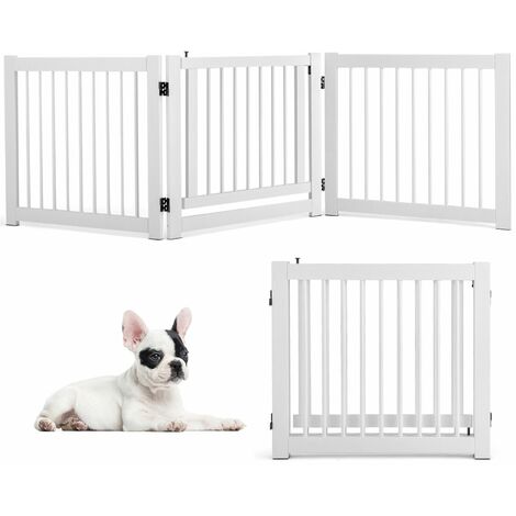 3 Panel Wooden Folding Pet Gate Expandable Dog Puppy Safety Fence Freestanding