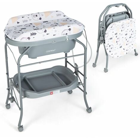 Baby Changing Table with Bathtub Folding Infant Diaper Changing