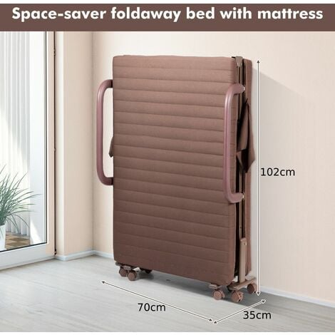 Folding Single Sofa Bed with Mattress Adjustable Portable Sleeper Bed W/ Wheels