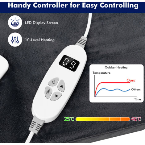 160 x 130cm Electric Heated Blanket Soft Fast Heating Blanket Throw