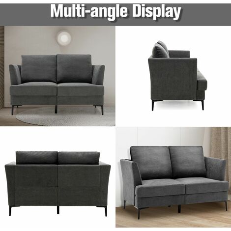 Modern Upholstered Corner Sofa Couch With 2 Removable Back Cushions Beige - View #2