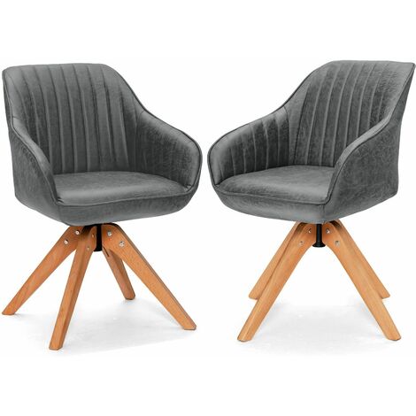 Set of 2 360° Swivel Accent Chair Ergonomic Leisure Armchair Padded Lounger Seat