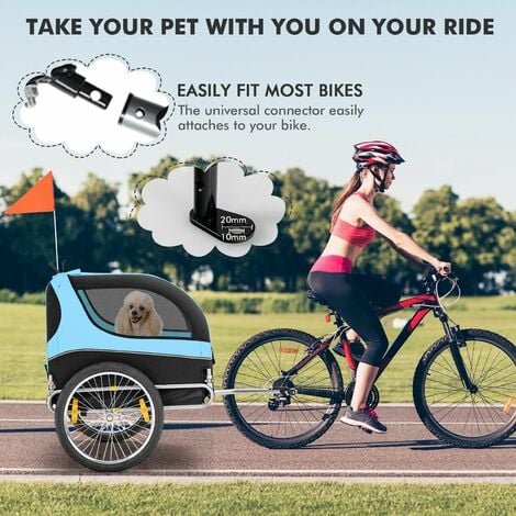 Dog Bike Trailer Folding Pet Bicycle Cart Wagon Carrier Pet Bike Safety Flag