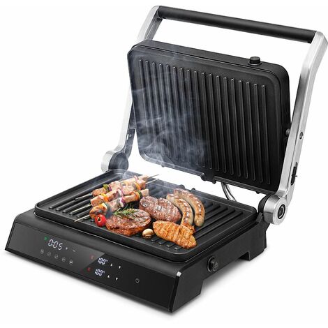 2200W Commercial Panini Maker Sandwich Press Grill Electric Sandwich Maker  Non Stick Surface Kitchen Equipment for Making Hamburgers Steaks Bacons