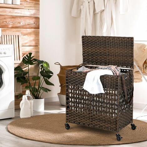 2-Section Large Laundry Basket 120L Laundry Hamper Bin Clothes Organiser Home
