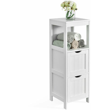 Bathroom Floor Cabinet Wooden Storage Cupboard Freestanding 2 Removable Drawers (1/5)